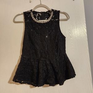 Black lace peplum top